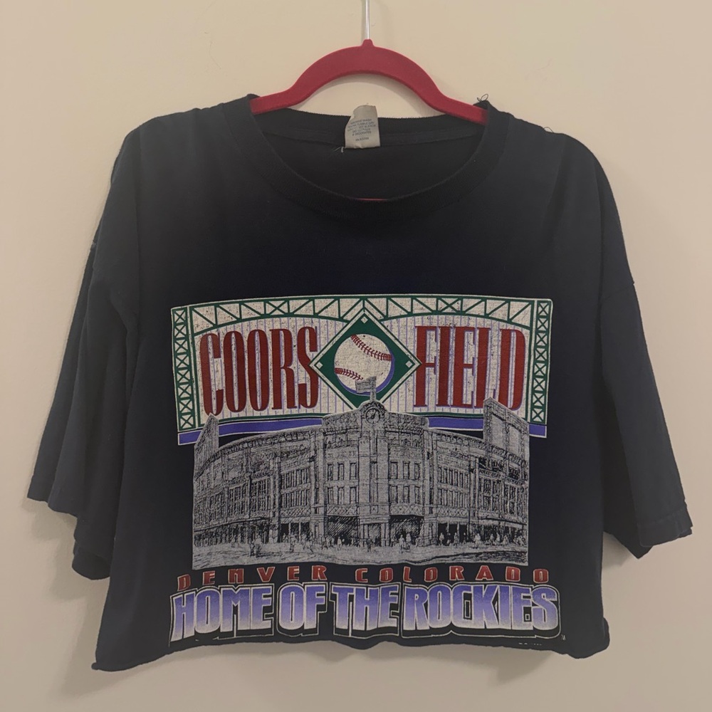 Vintage Colorado Rockies Coors Field Cropped Tee XL USA Made